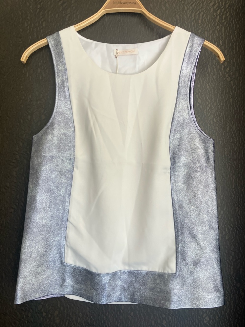 GAT RIMON Cream and Silver Metallic Sleeveless Festival Top Women’s Size M